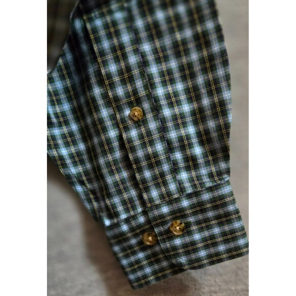 Brooks Brothers Button Down Shirt Men’s Small Navy Geen Plaid Cotton Size Small - Picture 7 of 10